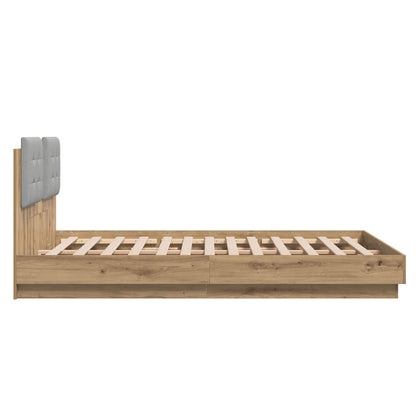 vidaXL Bettgestell mit Kopfteil Artisan-Eiche 120 x 200 cm