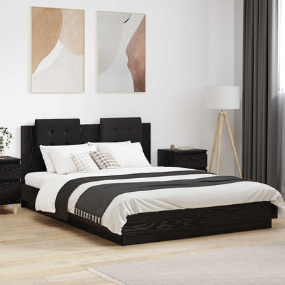 vidaXL Bettgestell mit Kopfteil Schwarz Eichen-Optik 120 x 200 cm