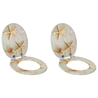 Soft-Close Toilettensitz 2 pcs Gelb und Weiß 44 x 38 cm