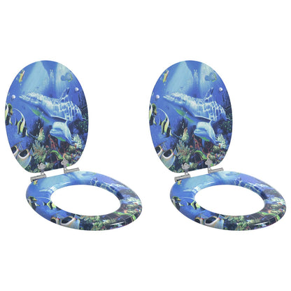 Soft-Close Toilettensitz 2 pcs Blau 44 x 38 cm MDF-Platte