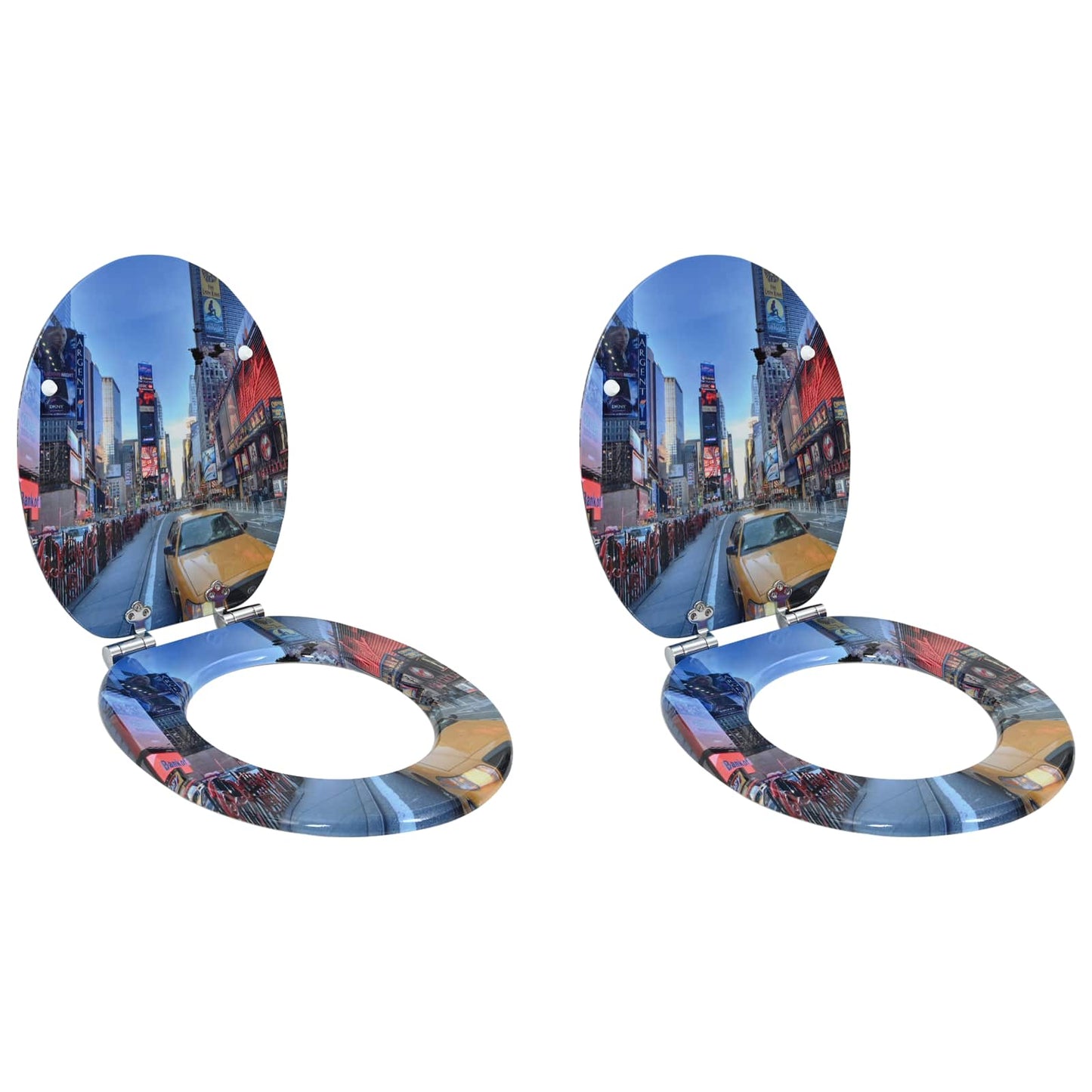 Soft-Close Toilettensitz 2 pcs Mehrfarbig 44 x 38 cm MDF-Platte