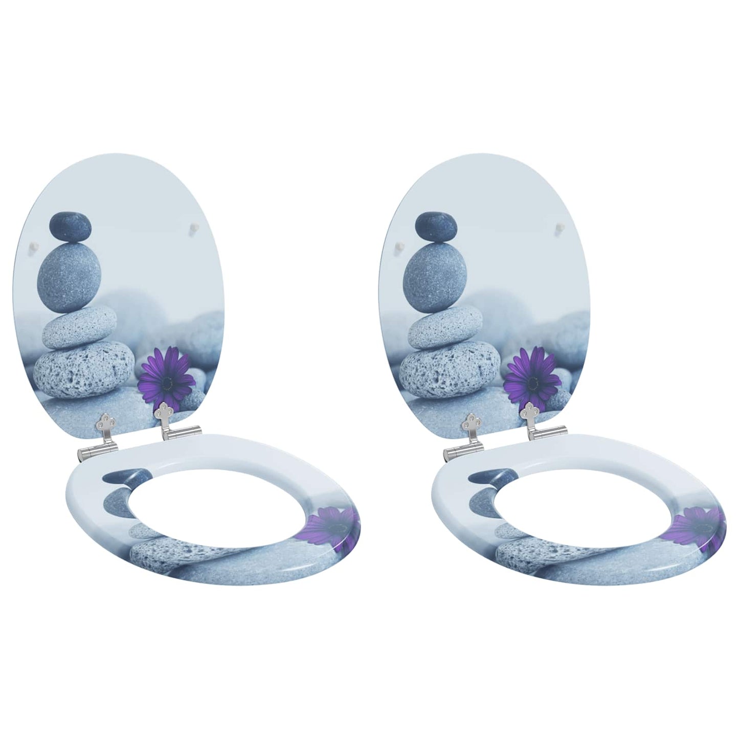 Soft-Close Toilettensitz 2 pcs Grau 44 x 38 cm MDF-Platte