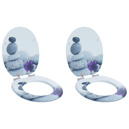 Soft-Close Toilettensitz 2 pcs Grau 44 x 38 cm MDF-Platte