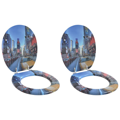 Soft-Close Toilettensitz 2 pcs Grau 44 x 38 cm MDF-Platte