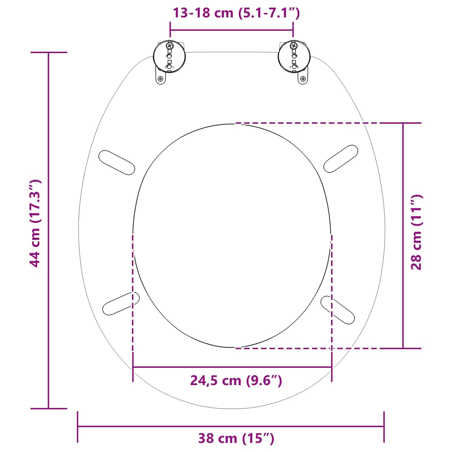 Soft-Close Toilettensitz 2 pcs Grau 44 x 38 cm MDF-Platte