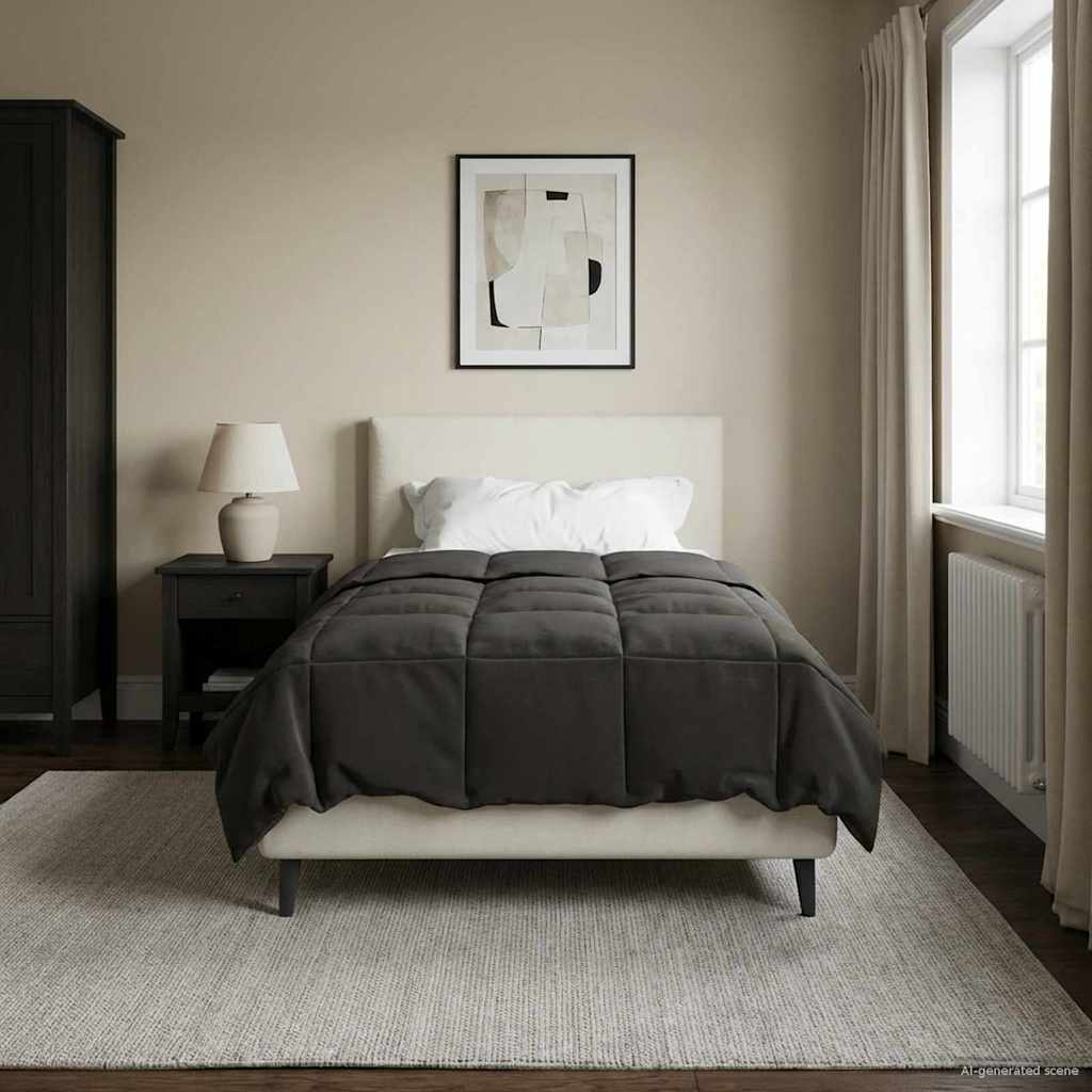 Sommerdecke Gepolstert Anthrazit 135 x 220 cm Mikrofaser