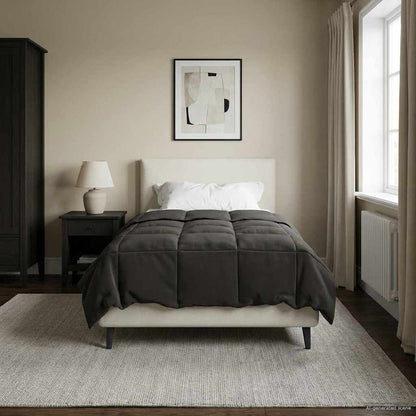 Sommerdecke Gepolstert Anthrazit 135 x 220 cm Mikrofaser