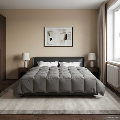 Sommerdecke Gepolstert Hellgrau 200 x 240 cm Mikrofaser