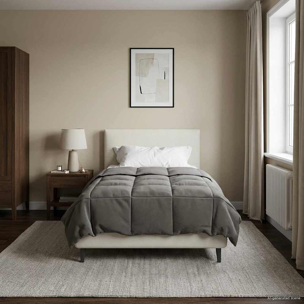 Sommerdecke Gepolstert Hellgrau 135 x 220 cm Mikrofaser