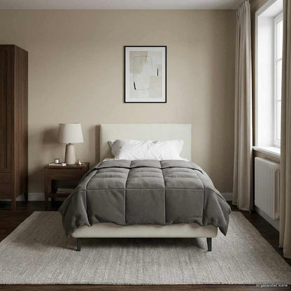 Sommerdecke Gepolstert Hellgrau 135 x 220 cm Mikrofaser