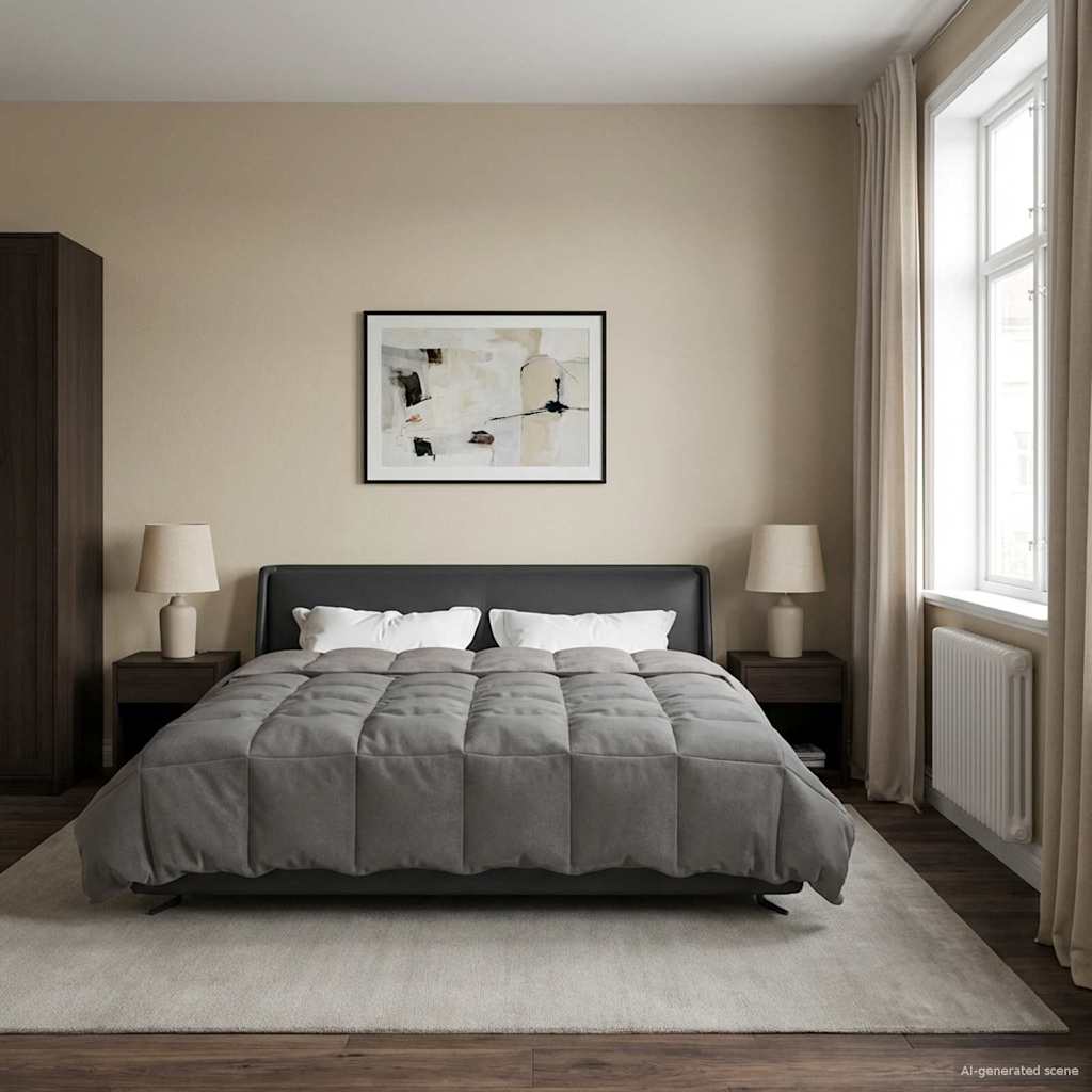 Sommerdecke Gepolstert Hellgrau 200 x 220 cm Mikrofaser