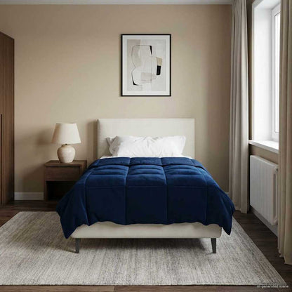 Sommerdecke Gepolstert Dunkelblau 135 x 220 cm Mikrofaser