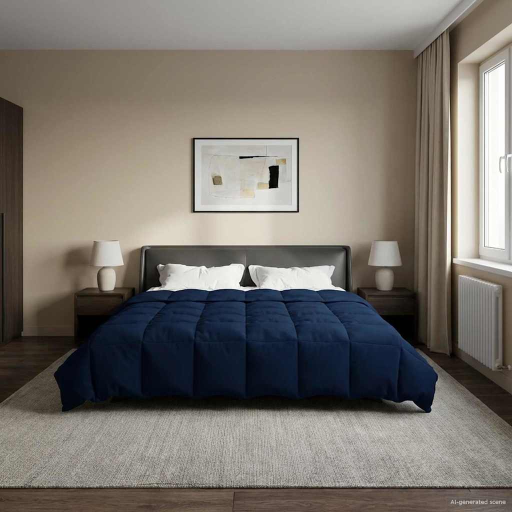 Sommerdecke Gepolstert Dunkelblau 220 x 260 cm Mikrofaser