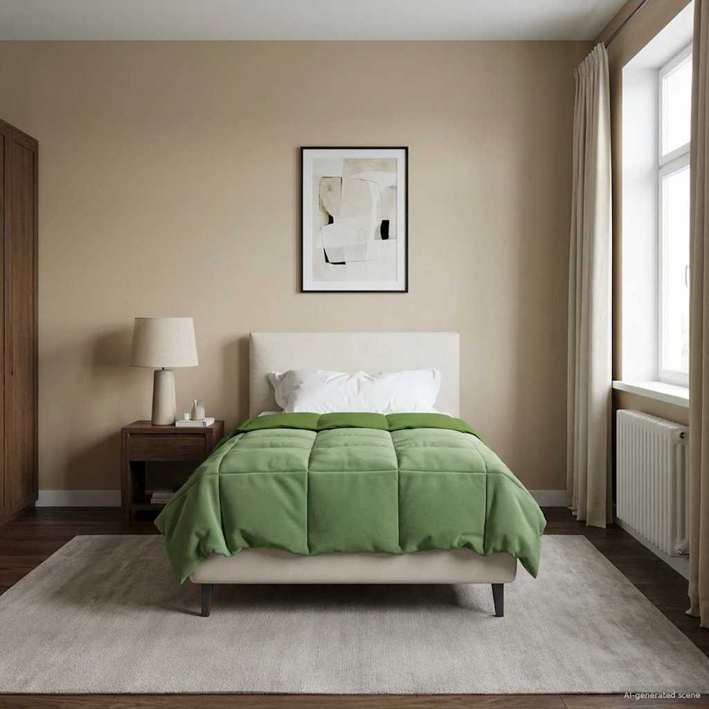 Ganzjahresbettdecke Gepolstert Grün 135 x 200 cm Mikrofaser