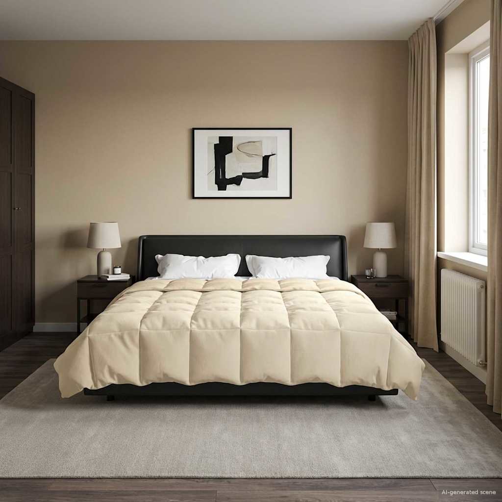 Ganzjahresbettdecke Gepolstert Creme 220 x 260 cm Mikrofaser