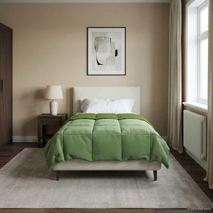 Winterbettdecke Gepolstert Grün 135 x 200 cm Mikrofaser