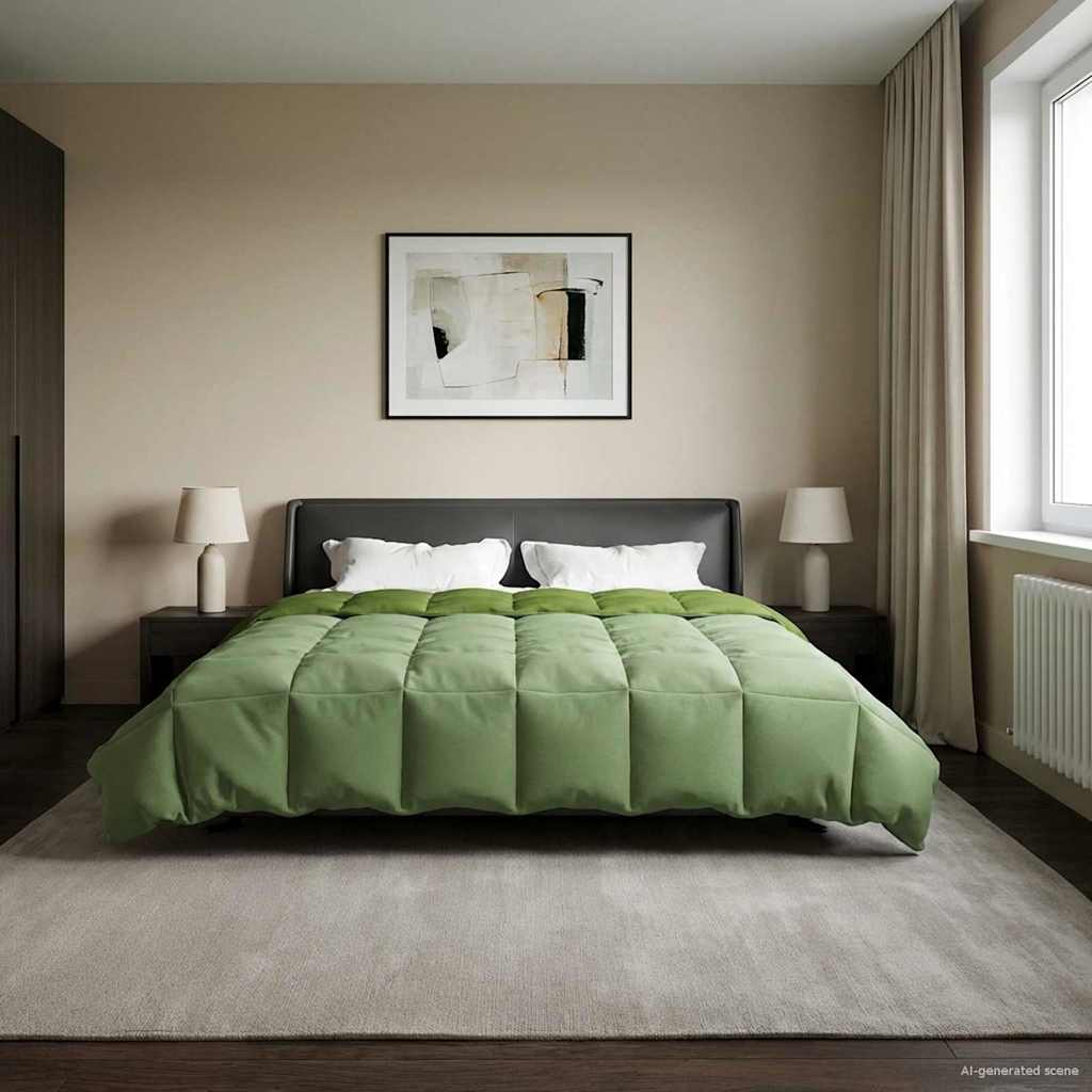 Winterbettdecke Gepolstert Grün 220 x 260 cm Mikrofaser