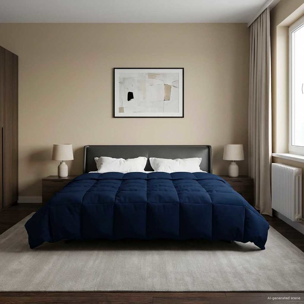 Winterbettdecke Gepolstert Dunkelblau 200 x 240 cm Mikrofaser