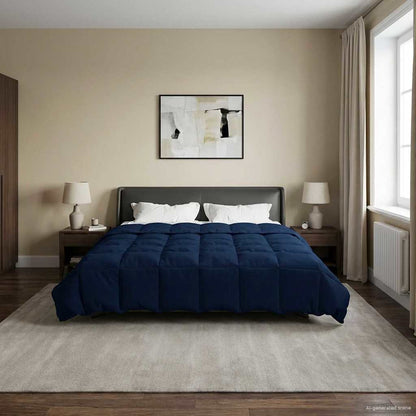 Winterbettdecke Gepolstert Dunkelblau 220 x 240 cm Mikrofaser