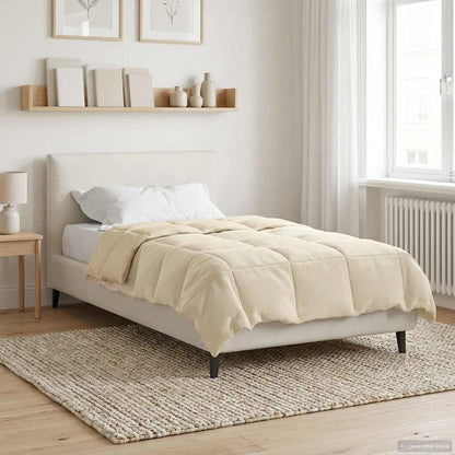 Winterbettdecke Gepolstert Creme 155 x 220 cm Mikrofaser