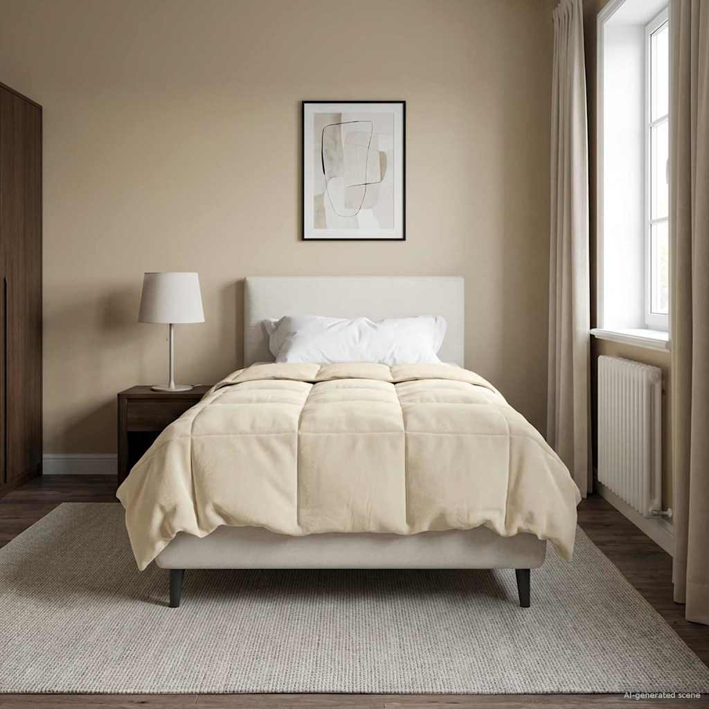 Winterbettdecke Gepolstert Creme 155 x 220 cm Mikrofaser