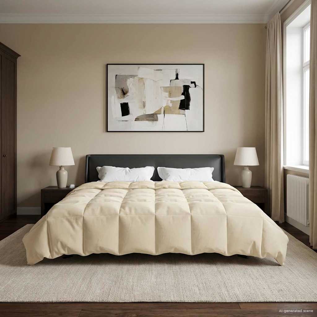 Winterbettdecke Gepolstert Creme 200 x 220 cm Mikrofaser