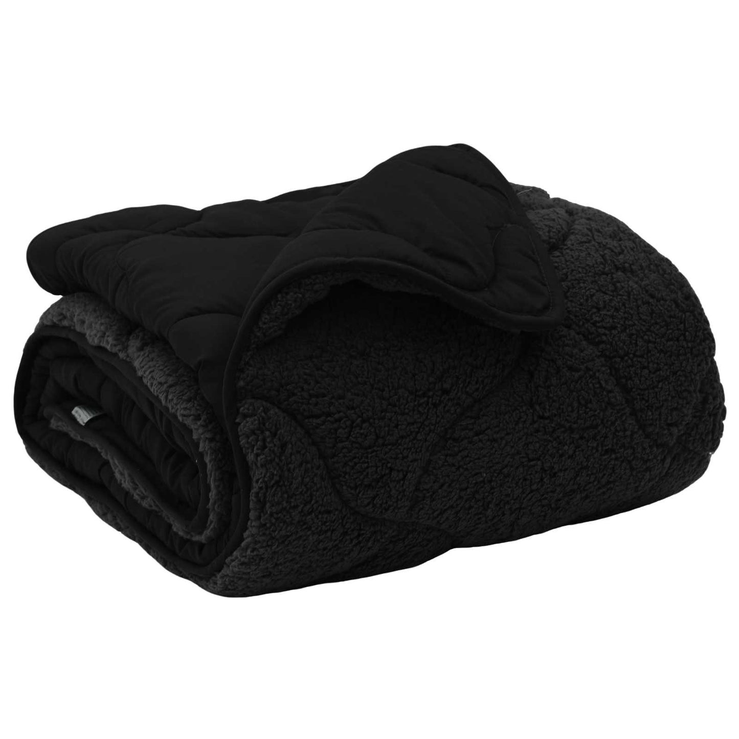 Sommerdecke Schwarz 240 x 260 cm Mikrofaser und Teddy-Fleece