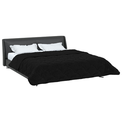 Sommerdecke Schwarz 240 x 260 cm Mikrofaser und Teddy-Fleece