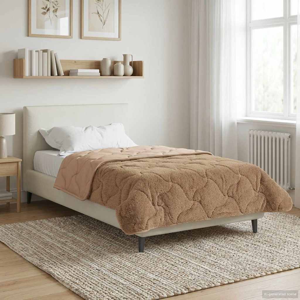 Sommerdecke Taupe 155 x 200 cm Mikrofaser und Teddy-Fleece