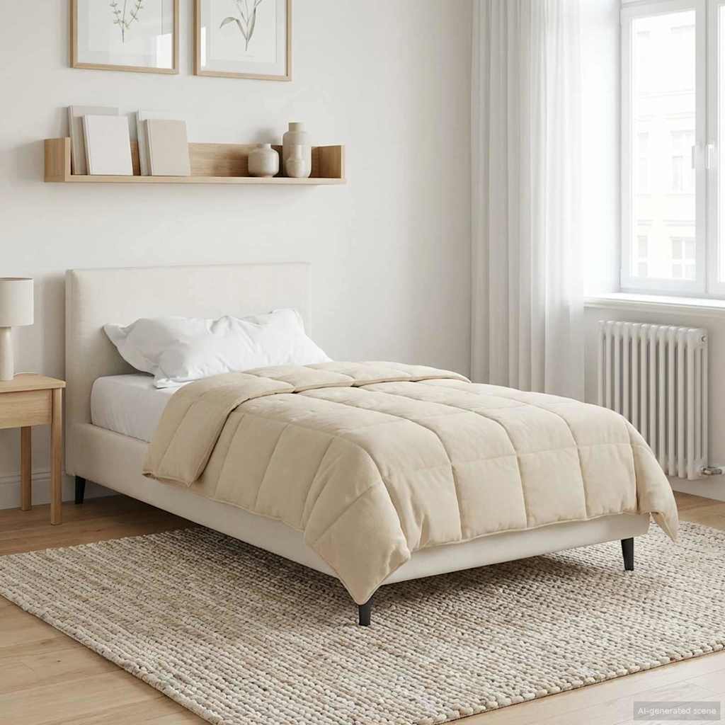 Sommerdecke Creme 140 x 200 cm Mikrofaser und Teddy-Fleece