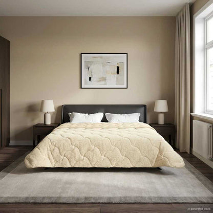 Sommerdecke Creme 220 x 240 cm Mikrofaser und Teddy-Fleece