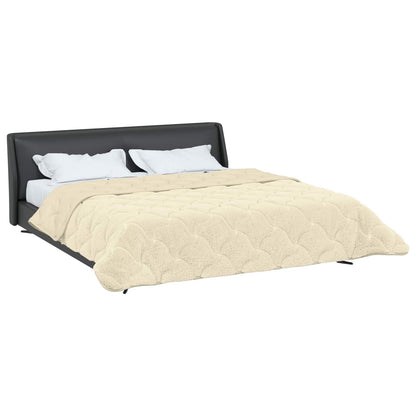 Sommerdecke Creme 220 x 240 cm Mikrofaser und Teddy-Fleece