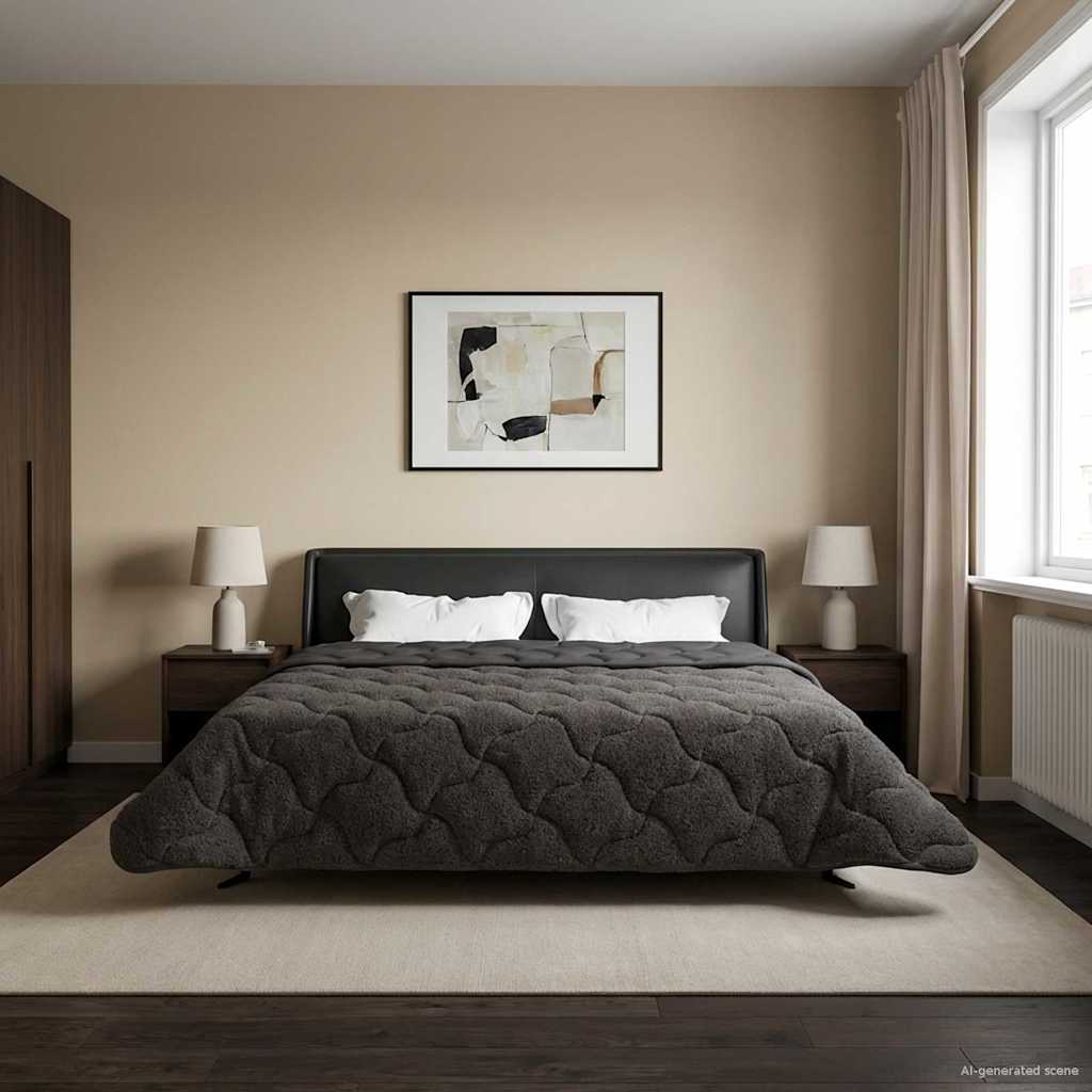 Ganzjahresbettdecke Gepolstert Anthrazit 200 x 220 cm