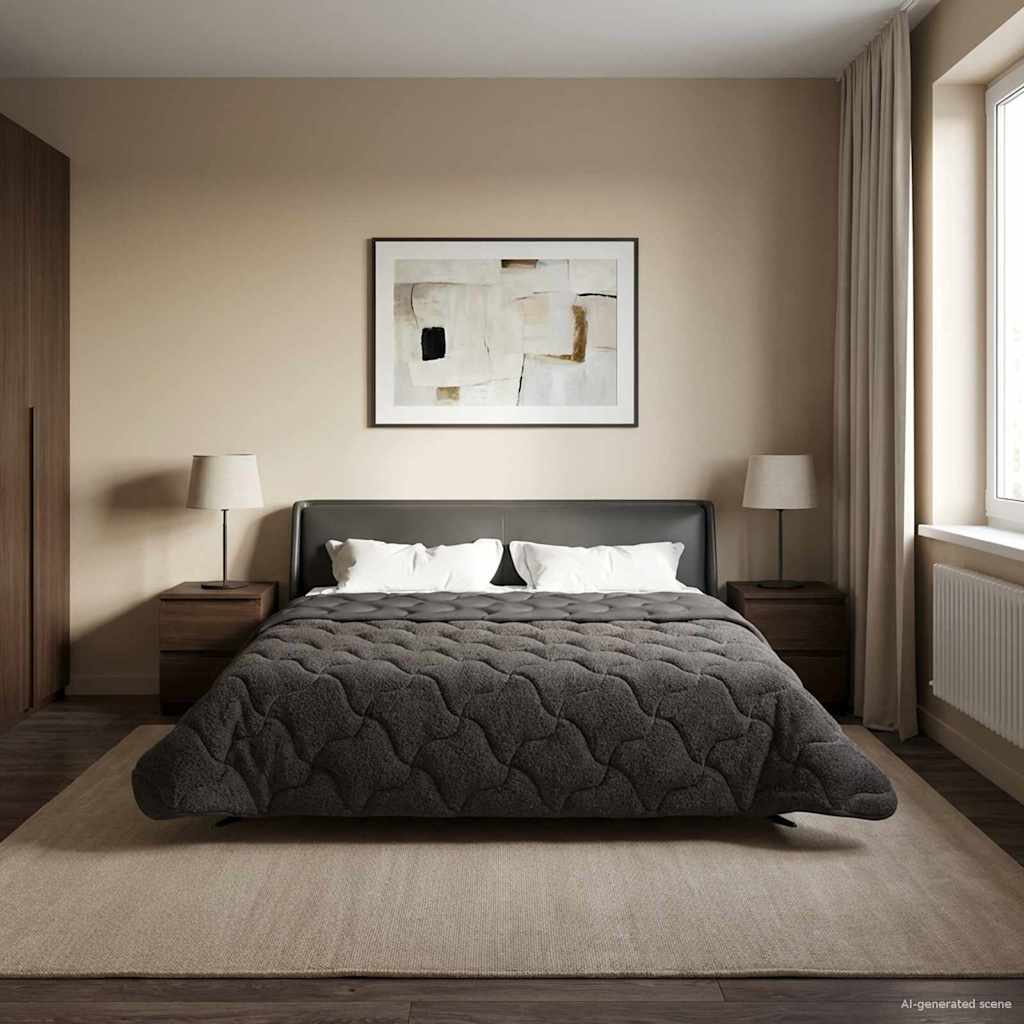 Ganzjahresbettdecke Gepolstert Anthrazit 220 x 260 cm