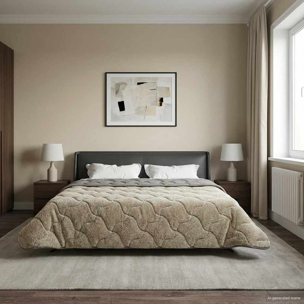 Ganzjahresbettdecke Gepolstert Hellgrau 200 x 200 cm