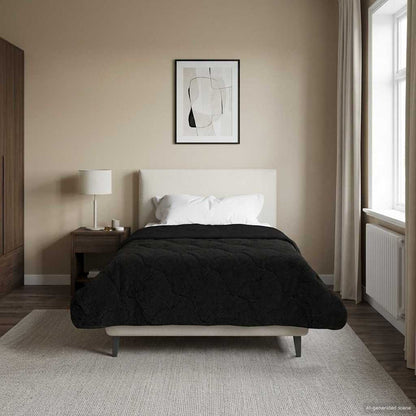 Ganzjahresbettdecke Gepolstert Schwarz 155 x 220 cm