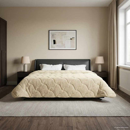 Ganzjahresbettdecke Gepolstert Creme 220 x 240 cm