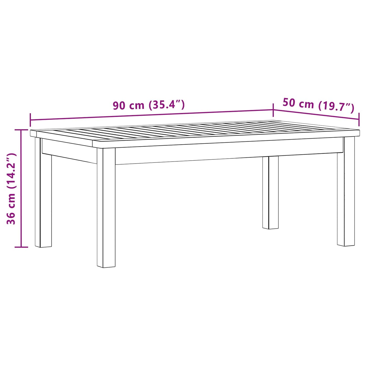 Couchtisch Helles Akazienholz 90 x 50 x 36 cm Massivholz Akazie