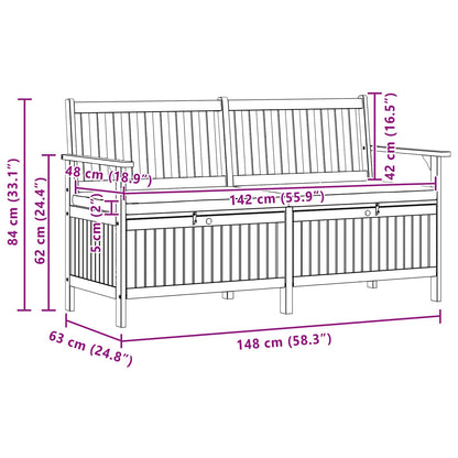 Sitzbank mit Stauraum mit Speicher mit Tür Massiv-Akazie