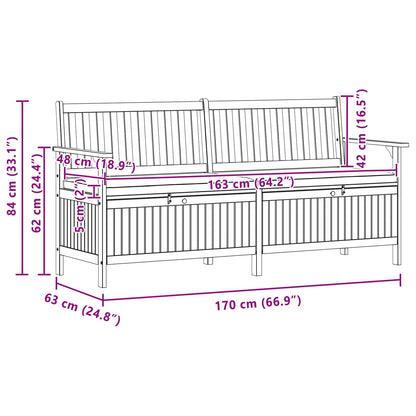 Sitzbank mit Stauraum mit Speicher mit Tür Massiv-Akazie