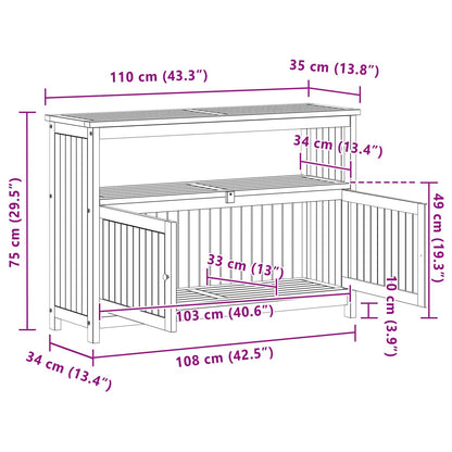 Gartenkonsole Tisch Helles Akazienholz 110 x 35 x 75 cm