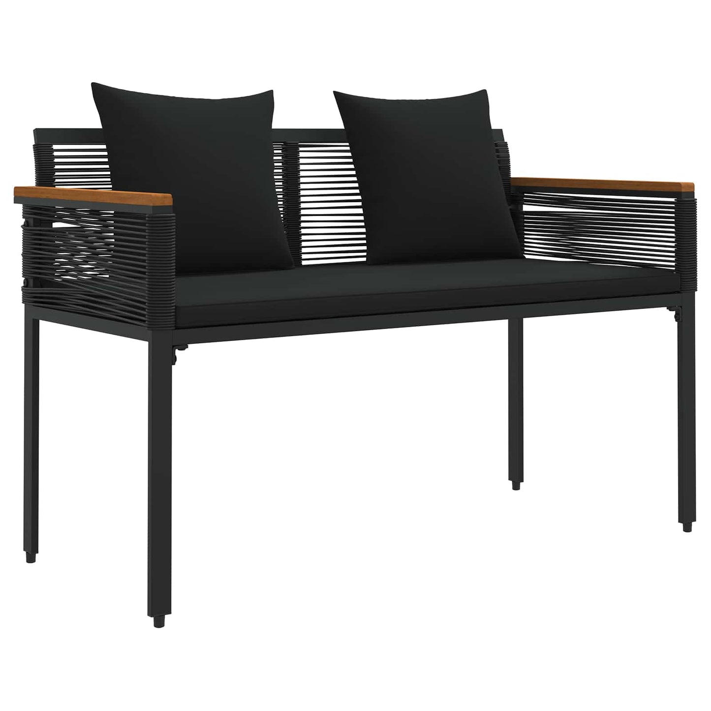 vidaXL Gartenmöbel Set mit Kissen 4 Stück Schwarz PE-Rattan