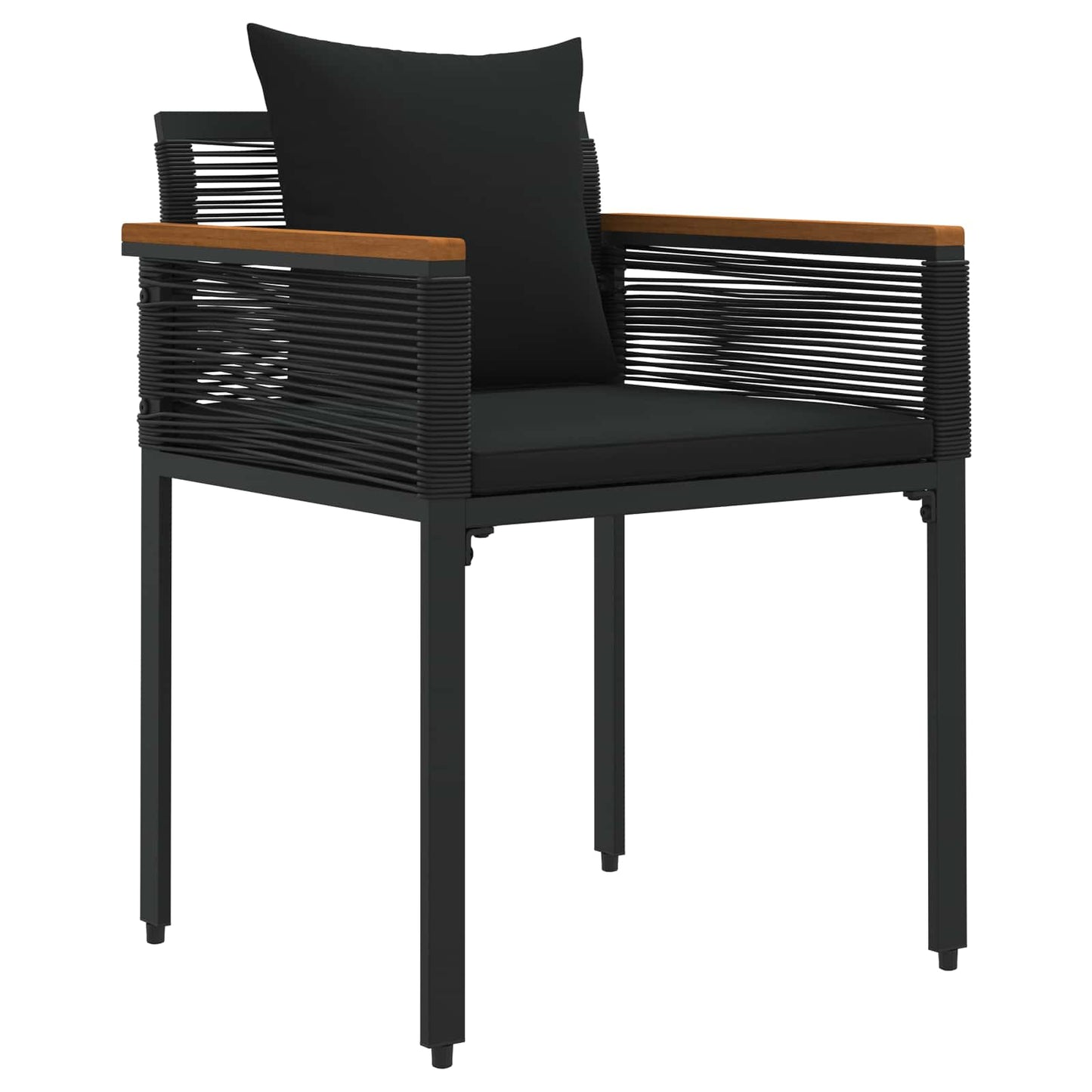 vidaXL Gartenmöbel Set mit Kissen 4 Stück Schwarz PE-Rattan