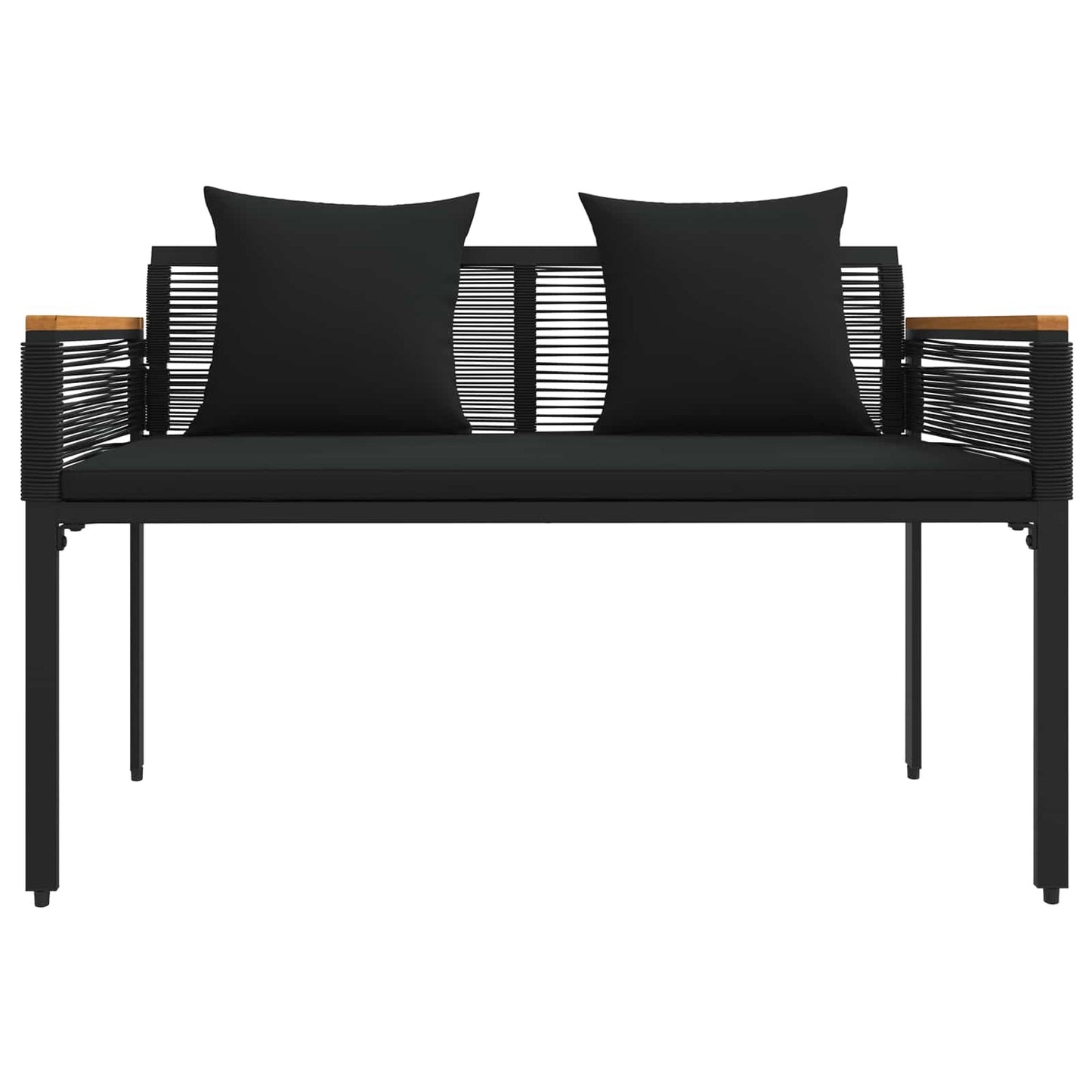 vidaXL Gartenmöbel Set mit Kissen 4 Stück Schwarz PE-Rattan