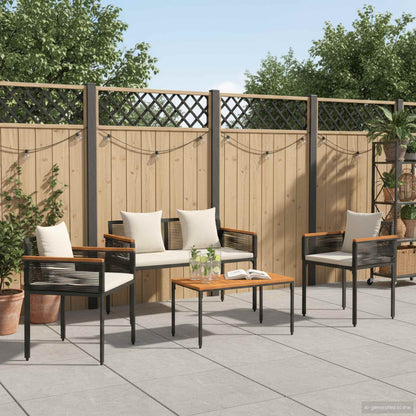 vidaXL Gartenmöbel Set 4 pcs Schwarz und Cremeweiß PE-Rattan