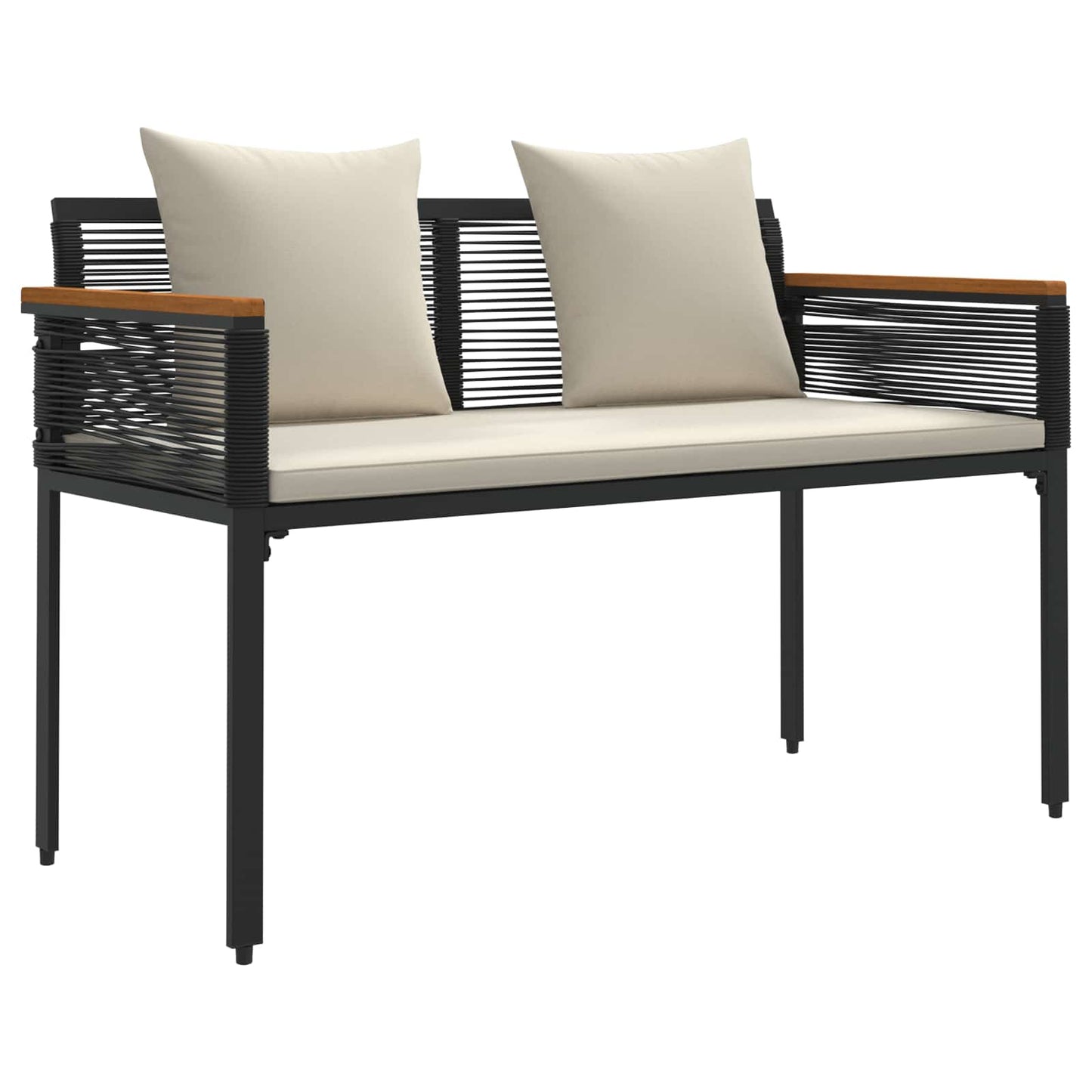 vidaXL Gartenmöbel Set 4 pcs Schwarz und Cremeweiß PE-Rattan
