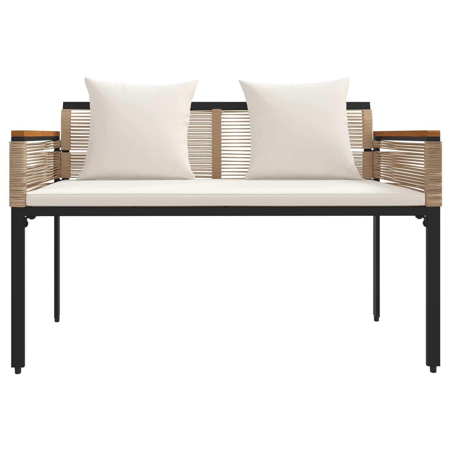 Gartenmöbel Set mit Kissen Beige und Cremeweiß PE-Rattan