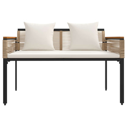 Gartenmöbel Set mit Kissen Beige und Cremeweiß PE-Rattan