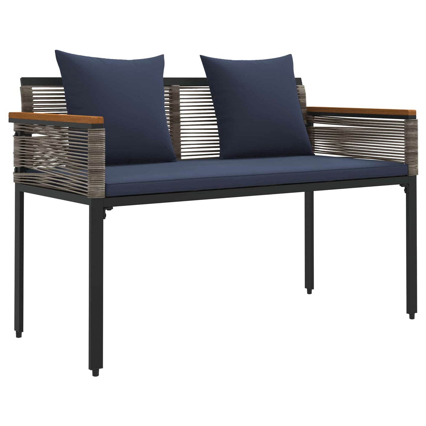 vidaXL Gartenmöbel Set mit Kissen 4 pcs Grau und Marineblau PE-Rattan