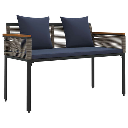 vidaXL Gartenmöbel Set mit Kissen 4 pcs Grau und Marineblau PE-Rattan
